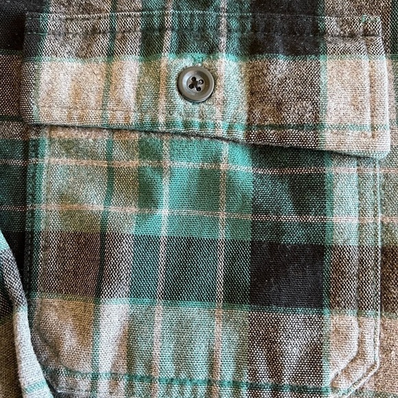 Vintage L.L. Bean Chamois Cloth Shirt Plaid with Patch Repair Cotton L-Reg - Picture 10 of 12